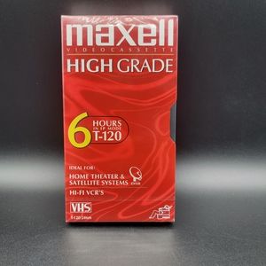 Maxell VHS High Grade Blank Cassette Video Tape T-120 6 hr New Sealed